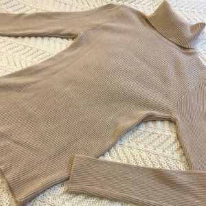 Beige Turtleneck Long Sleeve Top